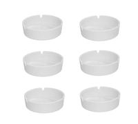 Acan Tradineur - Pack de 6 ceniceros Redondos de cerámica, Cuenco, Recipiente con Muescas para Cigarrillos, Uso Interior y Exterior, hostelería, hogar (Blanco, Ø 10 cm)