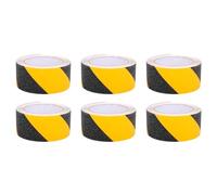 Acan Tradineur - Pack de 6 cintas adhesivas antideslizante para escaleras, alta tracción, gran fuerza de agarre, abrasiva, interior y exterior (Negro y amarillo - 36 mm x 5 m)