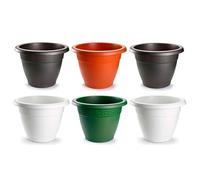 Acan Tradineur - Pack de 6 Maceta Redonda Terracota - Fabricado en Plástico - Macetero Apto para Exterior e Interior del hogar - Ø 50 cm - Color Surtido