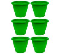 Acan Tradineur - Pack de 6 Macetas de plástico Redondas para Plantas y Flores Mediterránea con Orificios Inferiores. Recipiente, macetero Exterior e Interior del hogar - Color Verde - 60 cm