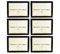 Acan Tradineur - Pack de 6 Marcos para diploma - Marco para fotos, documentos, certificados, premios para colgar en la pared - Tamaño A4 (21 x 29,7 cm) - Horizontal - Color Negro