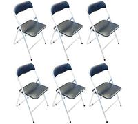 Acan Tradineur - Pack de 6 Sillas Plegables de Metal y Polipiel, 81 x 46,5 x 44 cm, Silla Aluminio, Silla Plegable, Taburete, Sillones, Banco, Banqueta (Negro)