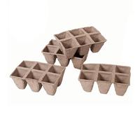 Acan Tradineur - Pack de 72 bandejas de semilleros biodegradables para 6 Plantas, germinación, Papel, Crecimiento, propagación, Cultivos - 12 x 8 x 5,2 cm