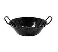 Acan Tradineur - Paellera Honda esmaltada - Fabricado en España - Apta para Gas, vitrocerámica, Cocina eléctrica y lavavajillas (Negro, Ø 22 cm)