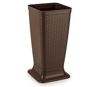 Acan Tradineur - Paragüero de plástico - Modelo Rattan - Soporte para Paraguas Cuadrado para Entrada de oficinas, Negocios, hogar - 51,5 x 26 x 26 cm - Color Wengue