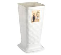 Acan Tradineur - Paragüero de plástico - Modelo Rattan - Soporte para Paraguas Cuadrado para Entrada de oficinas, Negocios, hogar - 51,5 x 26 x 26 cm - Color Blanco