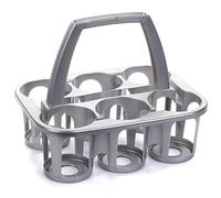Acan Tradineur - Portabotellas de plástico, 6 Botellas, Transportar Bebidas, refrescos, Resistente (PP), Fabricado en España (Plata - 28 x 34 x 25,5 cm)