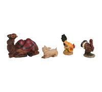 Acan Tradineur - Set de 4 Figuras de Animales para Belén, Resina, Incluye Camello, Cerdo, Gallo y Pavo, Nacimiento, Pesebre, Adornos, Decoración Tradicional, Navidad - 5 cm