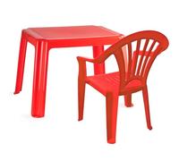 Acan Tradineur - Set de Mesa y Silla Infantil de plástico, Modelo Tipi, Estructura sólida, niños, Interior y Exterior, salón, jardín, Fabricado en España (Rojo)