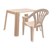 Acan Tradineur - Set de Mesa y Silla Mini Infantil de plástico, Modelo Tipi, Estructura sólida, niños, Interior y Exterior, salón, jardín, Fabricado en España (Topo) - NO Apto para Adultos