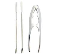 Acan Tradineur - Set de tenaza y 2 Pinchos para marisco, Acero Inoxidable, Pinza y Mini Tenedores de Langosta, Multiusos, Utensilios de Cocina, Aptos para lavavajillas, 15 y 16,7 cm