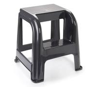 Acan Tradineur - Taburete con peldaño - Fabricado en plástico - Banqueta, Silla, Escalera de Dos Pasos Ligera, hogar - 45,5 x 44.2 x 42 cm - Color Gris Oscuro.
