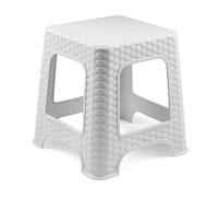 Acan Tradineur - Taburete de plástico - Fabricado en España - Diseño Rattán hogar o el Trabajo - 33 x 32 x 32 cm - Color Blanco