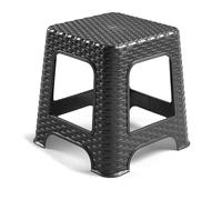 Acan Tradineur - Taburete de plástico - Fabricado en España - Diseño Rattán hogar o el Trabajo - 33 x 32 x 32 cm - Color Gris