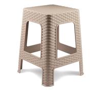 Acan Tradineur - Taburete de plástico - Fabricado en España - Diseño Rattán hogar o el Trabajo - 33 x 32 x 32 cm - Color Marrón Claro