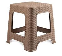 Acan Tradineur - Taburete de plástico - Fabricado en España - Diseño Rattán hogar o el Trabajo - 33 x 32 x 32 cm - Color Marrón Topo