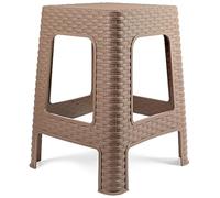 Acan Tradineur - Taburete de plástico - Fabricado en España - Diseño Rattán hogar o el Trabajo - 36 x 36 x 45 cm - Color Marrón Topo