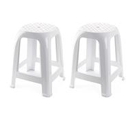 Acan Tradineur - Taburete de plástico - Fabricado en España hogar o el Trabajo - 46,2 x 36,5 x 37 cm - Color Blanco (2 Unidades)