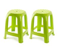 ACAN Tradineur Taburete de plástico Fabricado en España hogar o el Trabajo - 46,2 x 36,5 x 37 cm Color Amarillo Verdoso (2 Unidades)