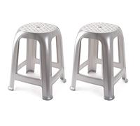 Acan Tradineur - Taburete de plástico - Fabricado en España hogar o el Trabajo - 46,2 x 36,5 x 37 cm - Color Plata (2 Unidades)