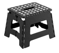 Acan Tradineur - Taburete Plegable Multiusos - PVC - Antideslizante - Altillo para Cocina o Baño - Reposapiés - Máx. 150 kg (Negro - 22 x 29 x 22 cm)