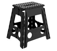 Acan Tradineur - Taburete Plegable Multiusos - PVC - Antideslizante - Altillo para Cocina o Baño - Reposapiés - Máx. 150 kg (Negro - 39 x 22 x 29 cm)