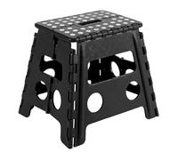 Acan Tradineur - Taburete Plegable Multiusos - PVC - Antideslizante - Altillo para Cocina o Baño - Reposapiés - Máx. 150 kg (Negro - 32 x 22 x 29 cm)