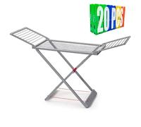 Acan Tradineur - Tendedero Plegable 100% de Resina, 20 Metros de Espacio de tendido. Fabricado en España, con Bloqueo de Seguridad, 180 x 108 x 55 cm, Incluye 20 Pinzas (Gris)