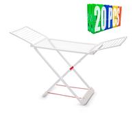 Acan Tradineur - Tendedero Plegable 100% de Resina, 20 Metros de Espacio de tendido. Fabricado en España, con Bloqueo de Seguridad, 180 x 108 x 55 cm, Incluye 20 Pinzas (Blanco)