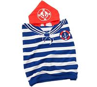 Acan Tradineur - Toalla de baño Infantil de Microfibra, Poncho Marinero con Capucha, Muy Suave, Absorbente, Secado rápido, Playa, Piscina (120 x 60 cm)