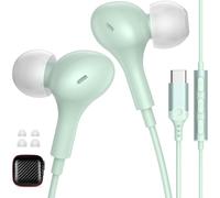 ACANDYA - Auriculares con cable USB C con micrófono para iPhone Air 17e, color verde