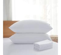 Acanva Paquete de 2 almohadas de cama de la colección de hotel, rellenos suaves de lujo para dormir, transpirables y cómodas para dormir boca abajo, tamaño King con funda (paquete de 2), color blanco,