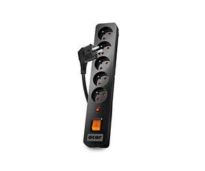 acar W0179 - Regleta de 5 enchufes con protección contra sobretensiones (Incluye Cable de 1,5 m)