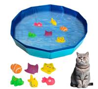 ACAREY Piscina para gatos, piscina para gatos con 6 peces, 50 x 10 cm, portátil para gatos y perros, plegable, para gatos y perros para jugar al baño