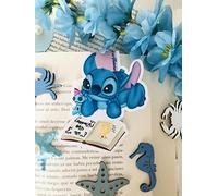 Acariciando Papel Con Historias - Marcapáginas Magnéticos Artesanales Inspirados en Películas Videojuegos, Animales Fantásticos (Stitch con Libro)