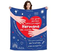ACAROMAY Un Gran Abrazo para la Mejor Hermana del Mundo Original Mantas Regalo para Cumpleaños Graduación Inspirador Apoyo Emocional Regalo Abrazar Manta Azul (Hermana)