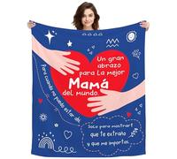 ACAROMAY Un Gran Abrazo para la Mejor Mamá del Mundo Original Mantas Regalo para Madre Cumpleaños Día de la Madres Regalos Año Nuevo Navidad Regalo Abrazar Manta Azul (Mamá)