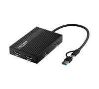 ACASIS Adaptador DisplayLink USB C a HDMI dual, 4K a 60Hz, 2 puertos HDMI y 3 USB-A, carga PD de 100 W, estación de acoplamiento USB C DisplayLink para Mac M1/M2/M3/Windows, adaptador USB A/C a