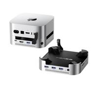 ACASIS Base y soporte para Mac mini M4 con carcasa SSD NVMe de doble bahía | Hub HDMI de aluminio para Mac mini M4 y M4 Pro 2024, HDMI 4K60Hz, 4 x 10G USB A, PD 30W, SD/TF, compatible con SSD B+M M-Key