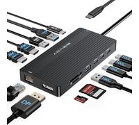 Acasis Estación de Acoplamiento USB C Dual Monitor, 14 en 1 USB C Hub, Adaptador con 2 HDMI+DP (4K60Hz), Ethernet, 3 USBC 10G, 100 W PD, SD/TF, Audio, Estación de Acoplamiento para portátiles