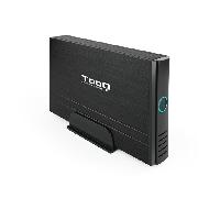 Tooq TQE-3520B - Carcasa para Discos Duros HDD de 3.5", (IDE, SATA I/II/III, USB 2.0), Aluminio con Soporte de plastico, indicador LED, Color Negro, 350 grs.