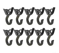 Accarugty 10 ganchos pequeños de plástico con extremo abierto, para tienda de campaña, resistente al viento, ajustador de línea de chico, gancho ligero, para camping, senderismo, playa, color negro
