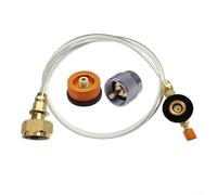 Accarugty Adaptador de cilindro de gas para estufas de camping, conector de manguera de metal de 70 cm con válvula reguladora y abrazadera, compatible con botes para estándares de Rusia, Alemania