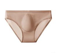 Accarugty Calzoncillos de seda de hielo para hombre, ultra delgados, sin costuras, de talle bajo, ropa interior de secado rápido, transpirable, tela suave, ropa interior clásica de color sólido, L-3XL