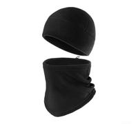 Accarugty Conjunto de gorro y polaina de cuello de calavera de invierno, pasamontañas de forro polar cálido para aislamiento a prueba de viento, sombrero y bufanda transpirables para esquí, ciclismo