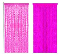 Accarugty Cortina de lluvia de neón UV de 1 x 2 m, telón de fondo con flecos de onda fluorescente con diseño curvo, para decoración de fiestas, bodas, lugares, brillo brillante bajo luz negra (magenta