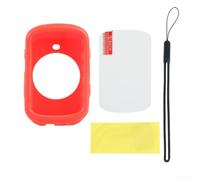 Accarugty Funda de silicona para Garmin Edge 530 con protector de pantalla de vidrio templado, cubierta duradera a prueba de golpes para bicicletas de carretera y montaña, negro (rojo)