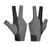 Accarugty Guantes de billar para billar y billar - Guante de poliéster transpirable de 3 dedos con palma de silicona antideslizante, mano izquierda o derecha, tamaño se adapta a la mayoría (negro gris