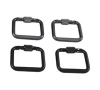 Accarugty Juego de 4 mosquetones cuadrados para puerta de tornillo, 20 kg de capacidad, clips de aleación de aluminio, para senderismo, camping, mochileros, color negro y plateado