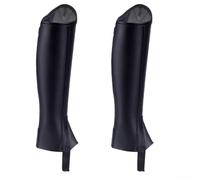 Accarugty Medias capas de equitación, protectores de piernas ecuestres de microfibra y cuero con correa de tobillo, alternativa cómoda a las botas largas, color negro (4XL)